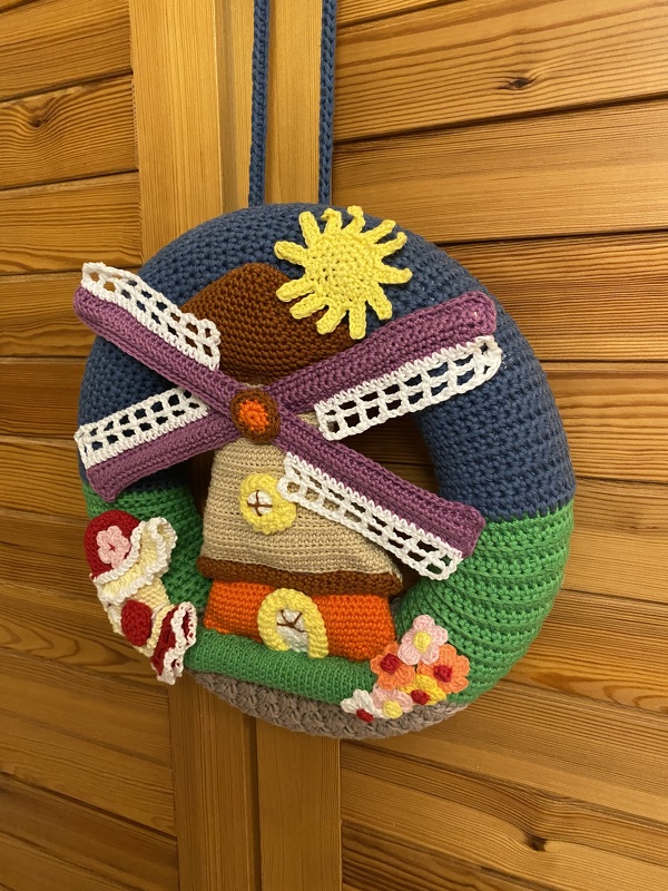 Wand &amp; Türschmuck Windmühle mit Mädchen