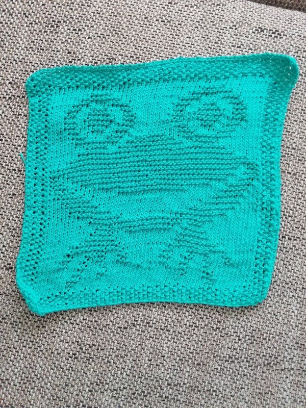 dekoratives Spültuch Motiv „ Frosch “ Strickanleitung einfach für Anfänger