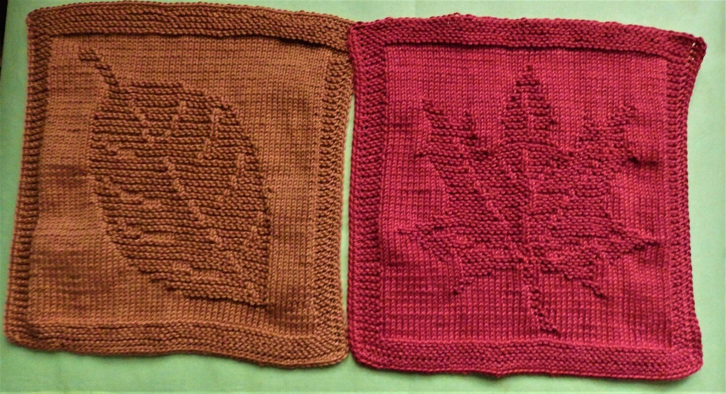 Strickanleitung 2er Set Spültuch "Herbstblätter" - ganz einfach