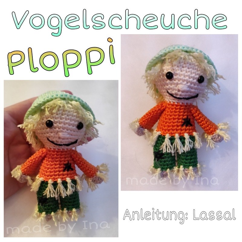 Vogelscheuche Ploppi, Kürbis und Apfel im Set