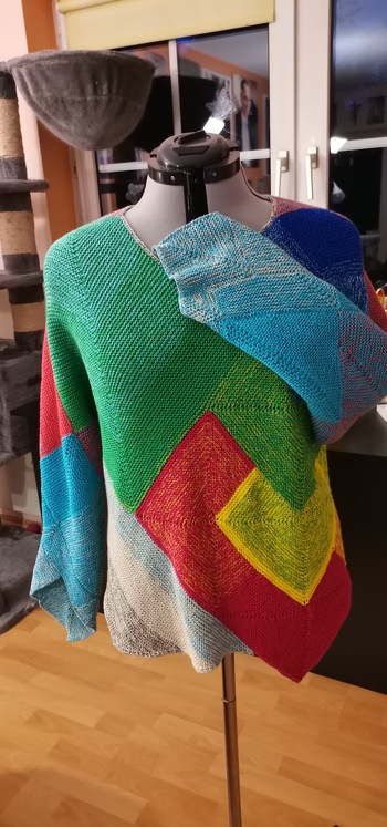 Ich hab meinen Karl mit 2 Bobbel 4 fädig gestrickt, der 1. Bobbel wurde ganz verstrickt und beim 2. Ca dreiviertel, Gr 40/42