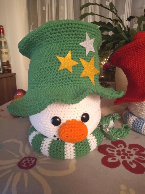 Häkelanleitung / Amigurumi / Schneemann-Tasse