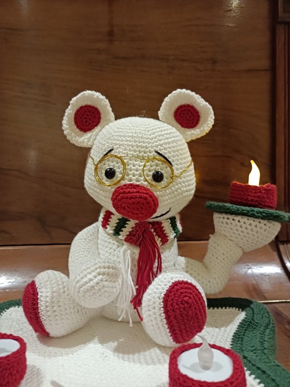Häkelanleitung / Amigurumi / Adventsgesteck ~ Eisbär