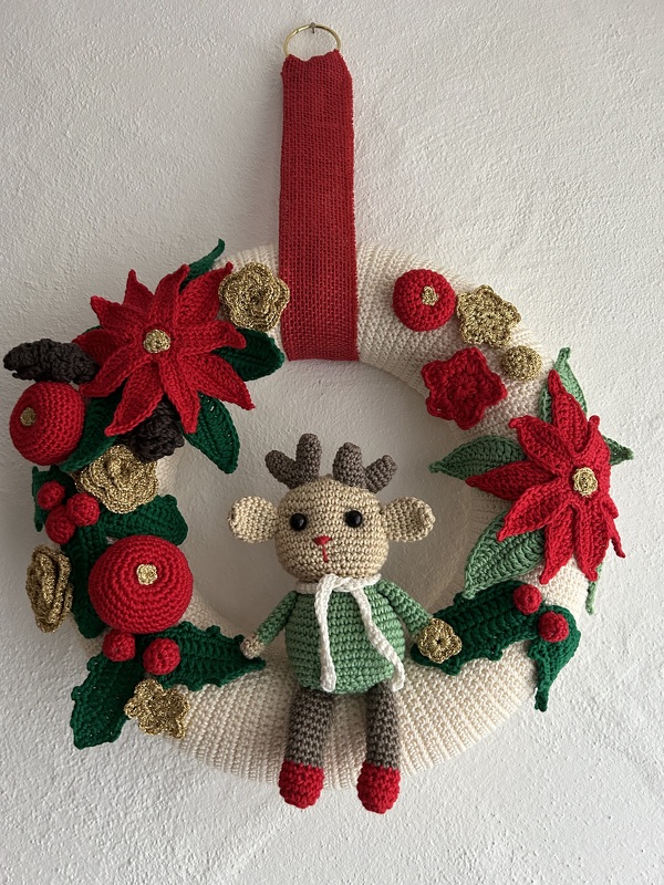 Häkelanleitung 2 in 1 Türkranz Rentier oder Mädchen, Weihnachtsdeko