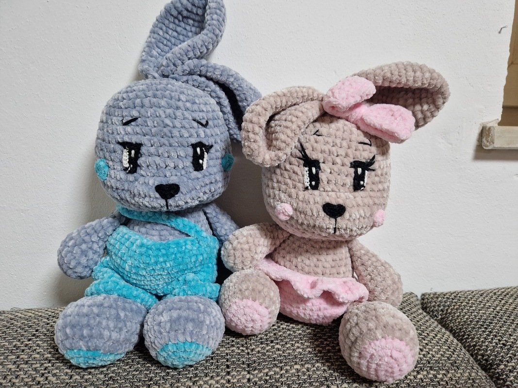 Sweetheart Bunnies Crochet Pattern Amigurumi stuffed baby toy