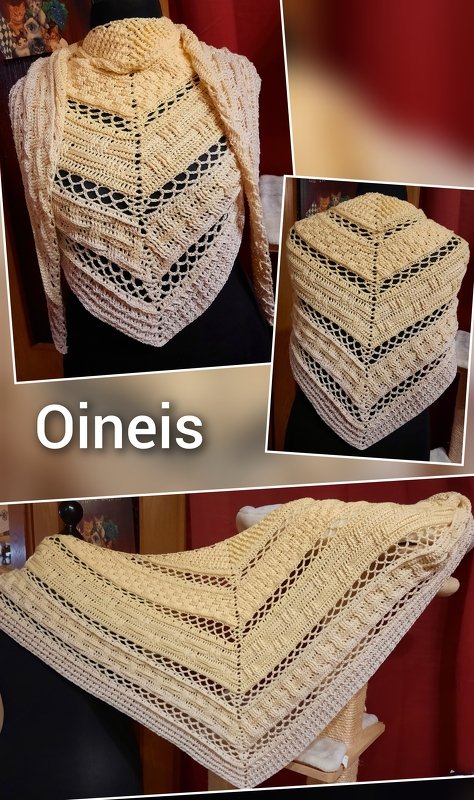 Crochet Pattern Flat Triangular Scarf &quot;Oineis&quot;