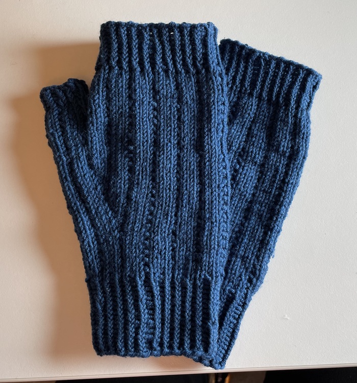 Base Camp mitts knitting pattern for fingerless mitts in 3 unisex sizes