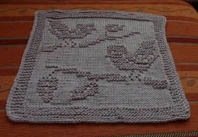 Knitting pattern washcloth / dishcloth &quot;Love Birds&quot; - easy