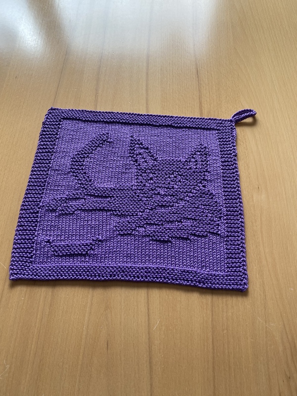 Pfotentuch „ liegende Katze “ Strickanleitung Katzen Spültuch Deckchen Deko