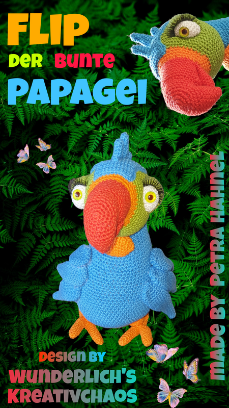 Crochet Pattern “Flip” The colorful parrot