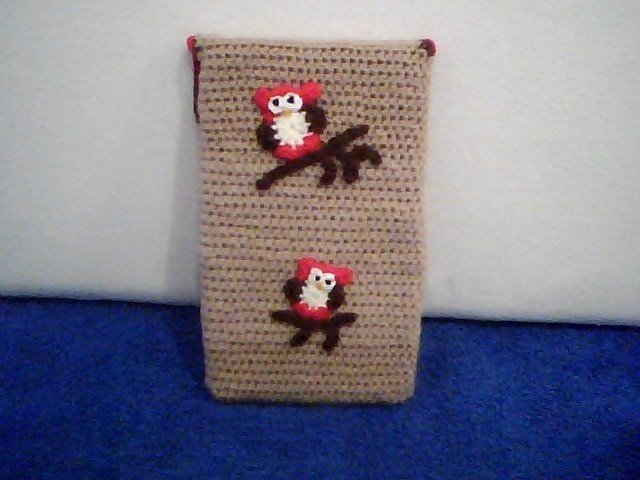 Für Ihn - Häkel-Handy-Smartphone-Tablet -Tasche mit Eule &quot;Athene&quot;