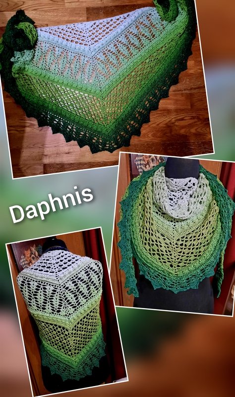Crochet Pattern Flat Triangular Scarf "Daphnis"