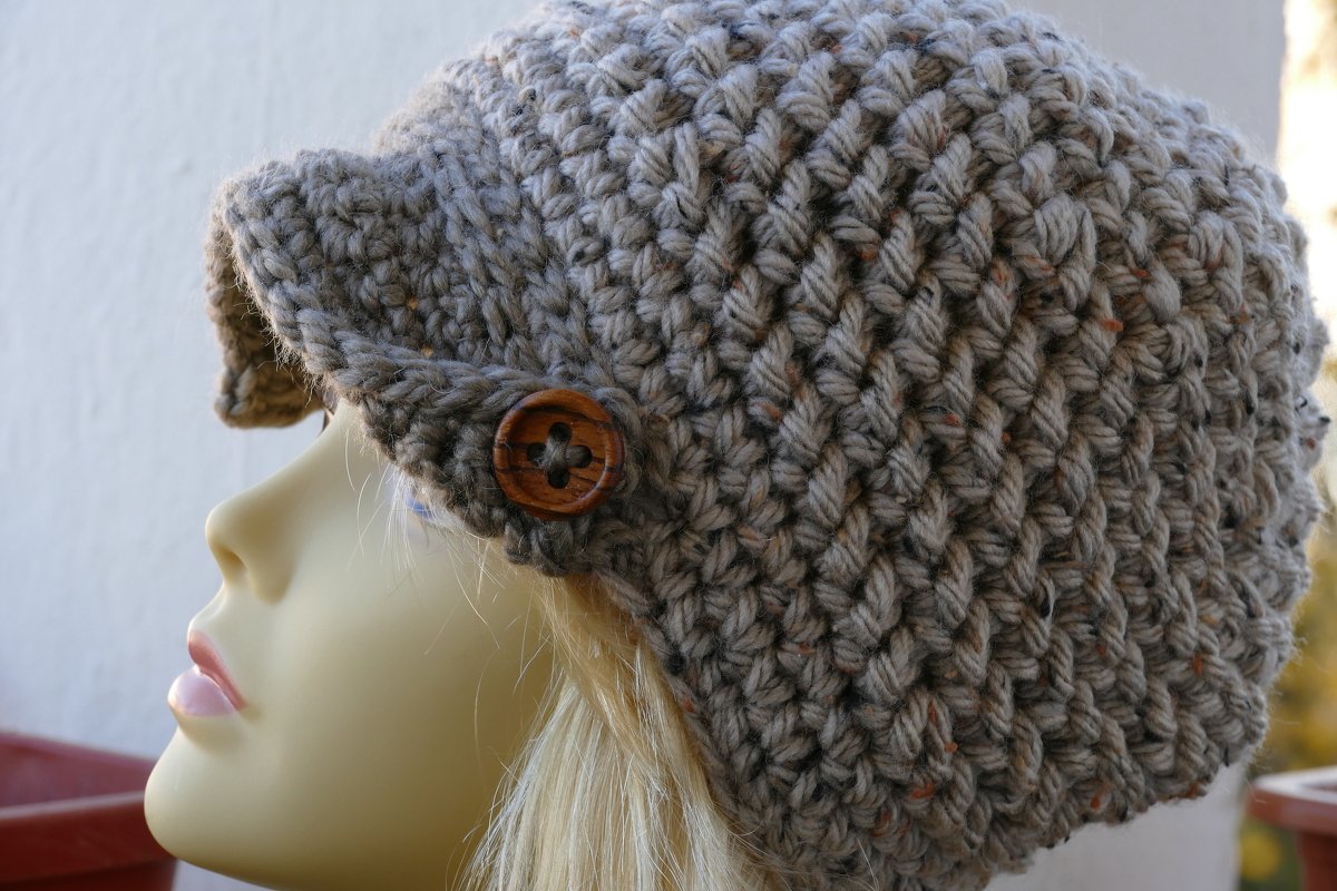 Schildmütze für Herbst, Winter, Frühling - Häkelanleitung