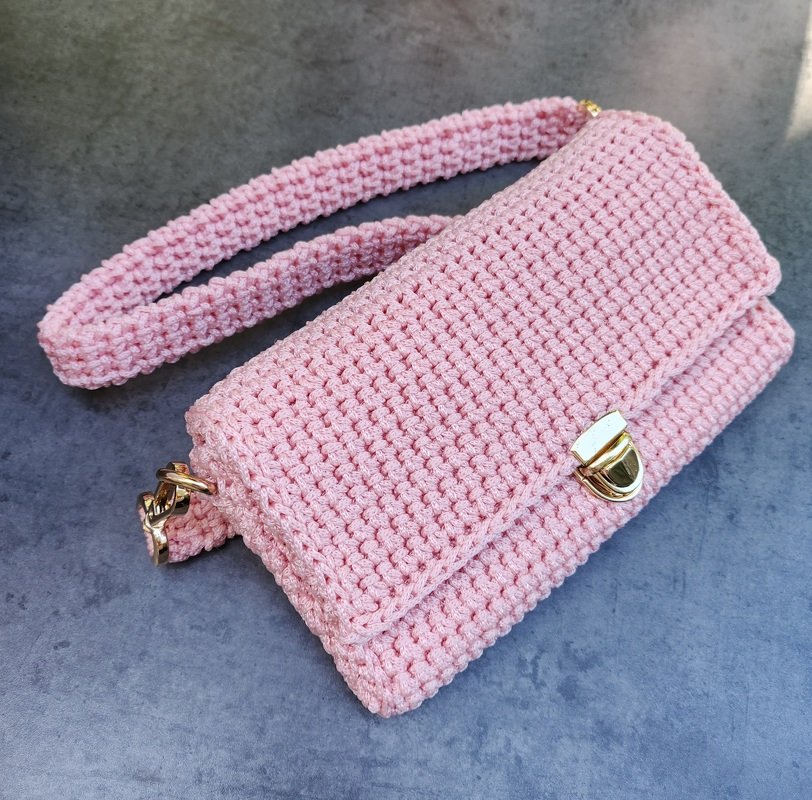 Crochet crossbody bag pattern woman tote bag aesthetic baguette clutch BAG3