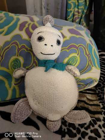 Hallo
Meine Schildkröte ist fertig aber die Anleitung von   Youtube  kl.hoppala ist passiert die füsse sind etwa weit auseinander war schon zu spät es um zuändern
😉 beim der nächsten besser aufpassen ggg
LG