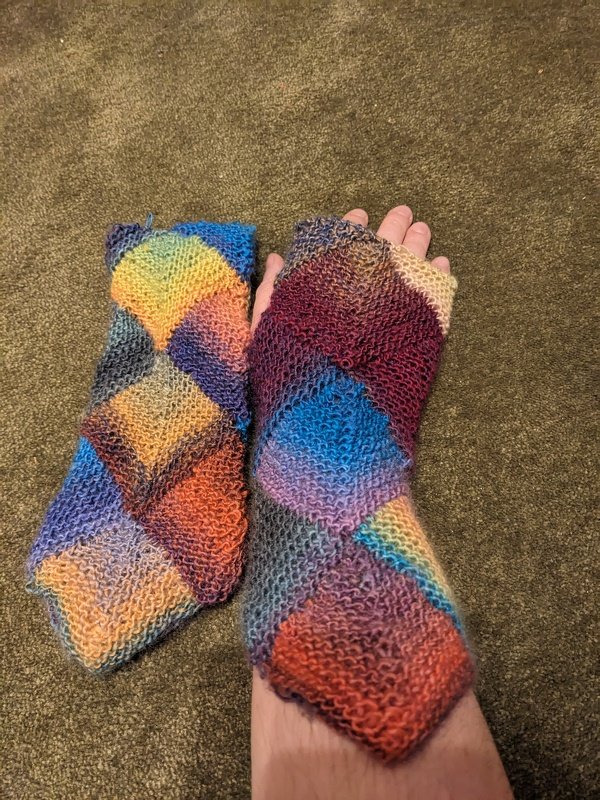 Patchwork Handstulpen/Armstulpen "in one piece" - Strickanleitung