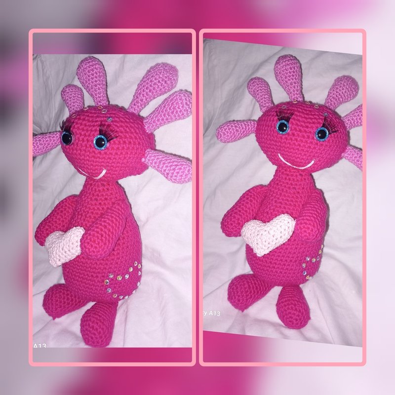 Häkelanleitung Axolotl Blue mit Herz - PDF Datei