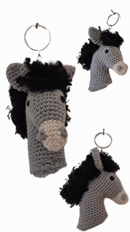 Schlüsselanhänger Taschenbaumler - Pferd, Einhorn und Esel - Häkelanleitung