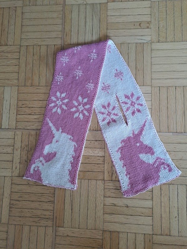 Strickanleitung Steckschal "Einhorn" - in Doubleface