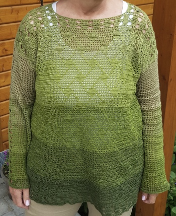 Es hat Spaß gemacht, den Pullover zu häkeln und die Muster gefallen mir sehr❣️
#Sommerpulli #Filethäkeln