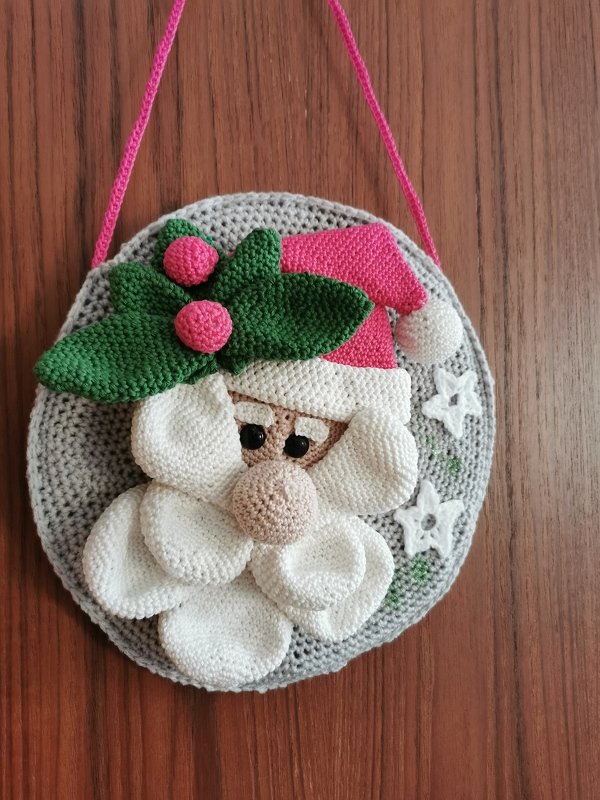 Haustürschild Weihnachtsmann in 2 Varianten Häkelanleitung Amigurumi