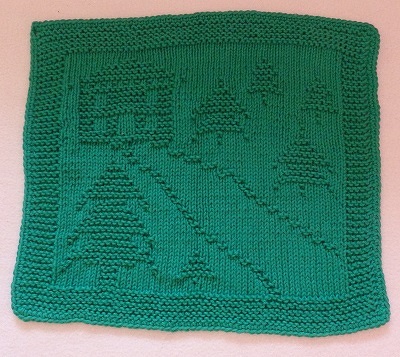 Weihnachtsdeckchen Wintermotiv „kleines Haus am Wald“ Spüli Topflappen Deko