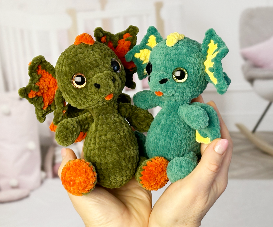 Crocheted  green Dragon.Amigurumi Dragon.Crochet pattern PDF.