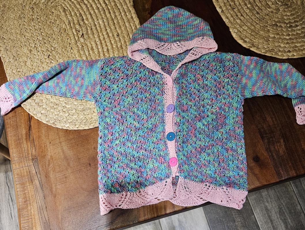 Strickanleitung Mädchenjacke mit Kapuze 110/116, 4-5 Jahre, PDF-detailgenau