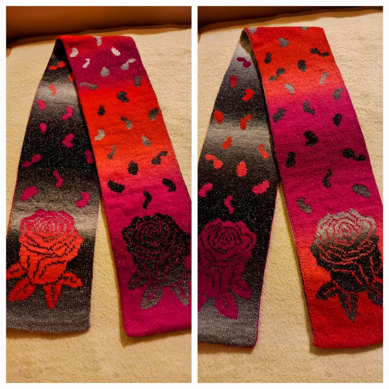 Strickanleitung Schal &quot;Rosenblütenblätter&quot; - in Doubleface