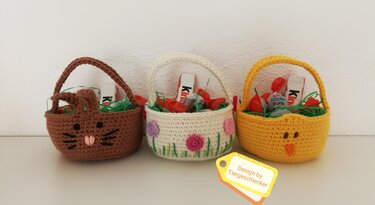 Häkelanleitung Dreierlei Mini-Osterkörbchen