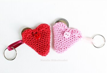 Geldtasche "Herzchen", mini (ca. 5,5 cm) - Häkeln