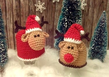 Eierwärmer Elch und Schaf - 2 in1 Weihnachtsedition - Häkeln