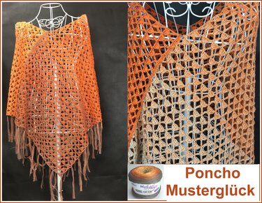 Poncho "Musterglück" aus 1 Bobbel gehäkelt - Häkeln
