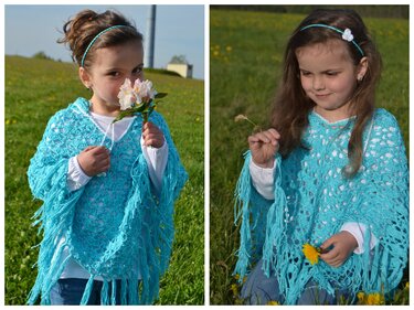 - MYRIA - Sommerponcho, Kapuzenponcho, Poncho häkeln, für alle Größen Kinder und Erwachsene
