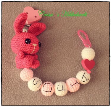 Schnullerkette häkeln, Schnullerkette mit Hase
