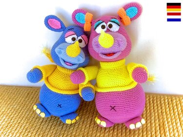 Wollnashörner Rosa & Rhino -  Häkelanleitung von Diana´s kleiner Häkelshop