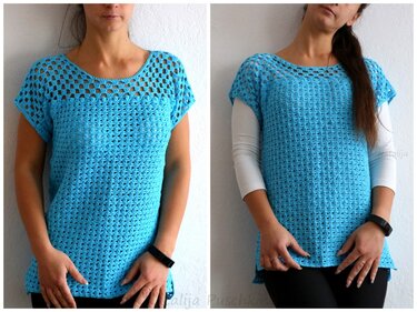 Häkelanleitung für eine Frühling / Sommer Tunika, Größe XS bis XL