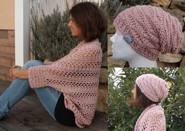 Häkelanleitung zu Weste und Beanie Retro Chic / SPAR-SET 2 in 1