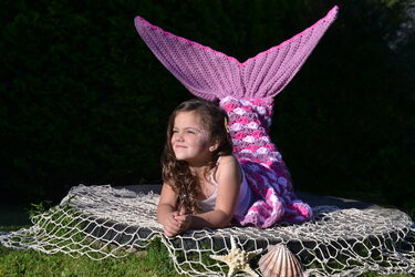 - MARYELL - Meerjungfrauen-Decke h&auml;keln, alle Gr&ouml;&szlig;en und 4 Muster Varianten, tolles Geschenk