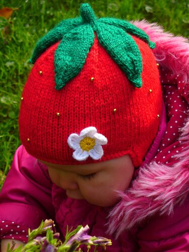 Strawberry Earflap Hat Knitting Pattern