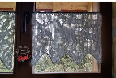 Gardine Hirsch, Filet-Häkelanleitung