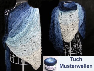 Tuch Musterwellen Stricken aus 1 Bobbel