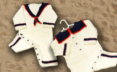 Ahoy! Sailor Onesie Romper for babies 3, 6 & 12 months - Knitting