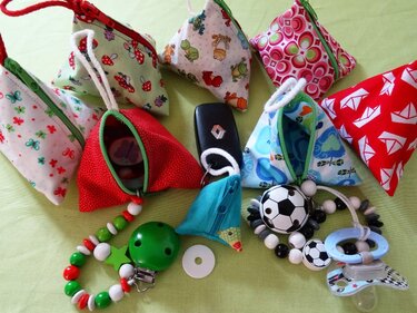 Pyramidentasche Schnullertasche Schlüsselanhänger nähen blitzschnell mit nur 6 Nähten