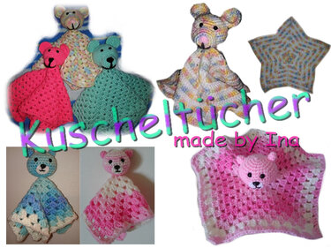 3 versch. Kuscheltücher - made by Ina - Häkeln