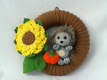 Türkranz Sonnenblume und Igel - Häkeln
