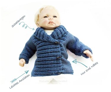 Baby & children's jacket "Denim", size 0 m - 5 y, only two seams - Crochet
