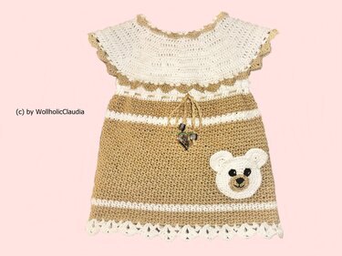 Häkelanleitung Baumwollkleid mit Bärchentasche
