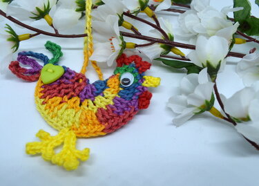 Bunter Hahn – Anhänger - Osterdeko - Häkeln