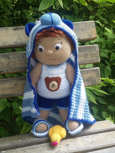 Häkelanleitung Puppe, Beno Bademaus